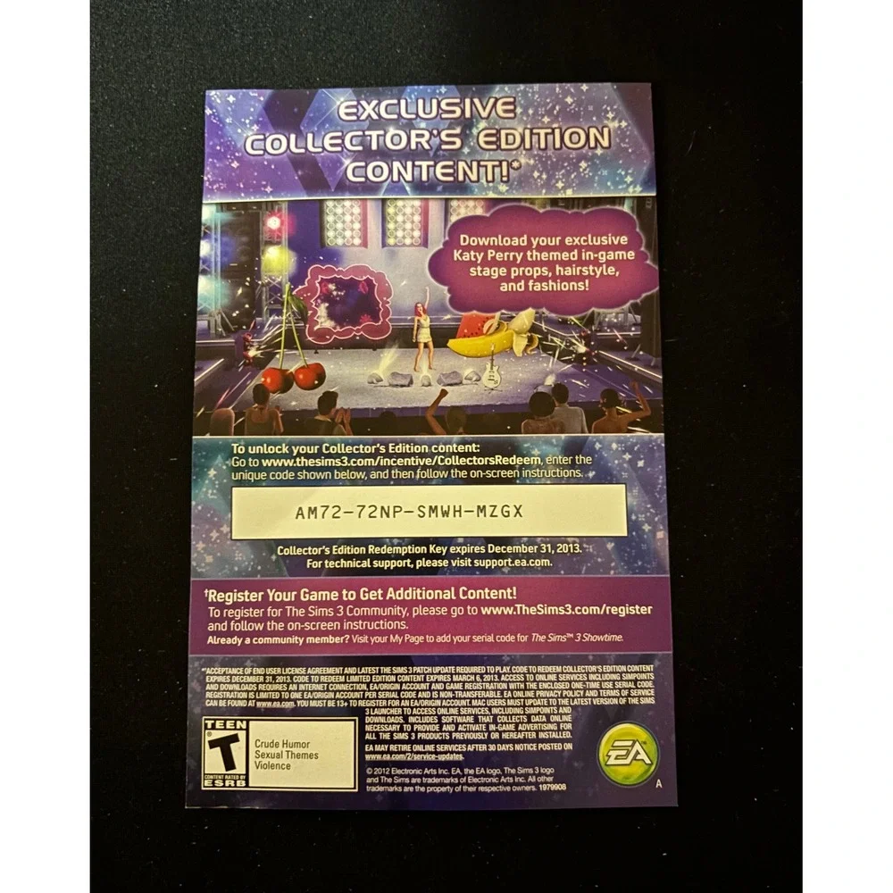 The Sims 3 Showtime Katy Perry Collectors Edition PC Mac Expansion Pack EA Game